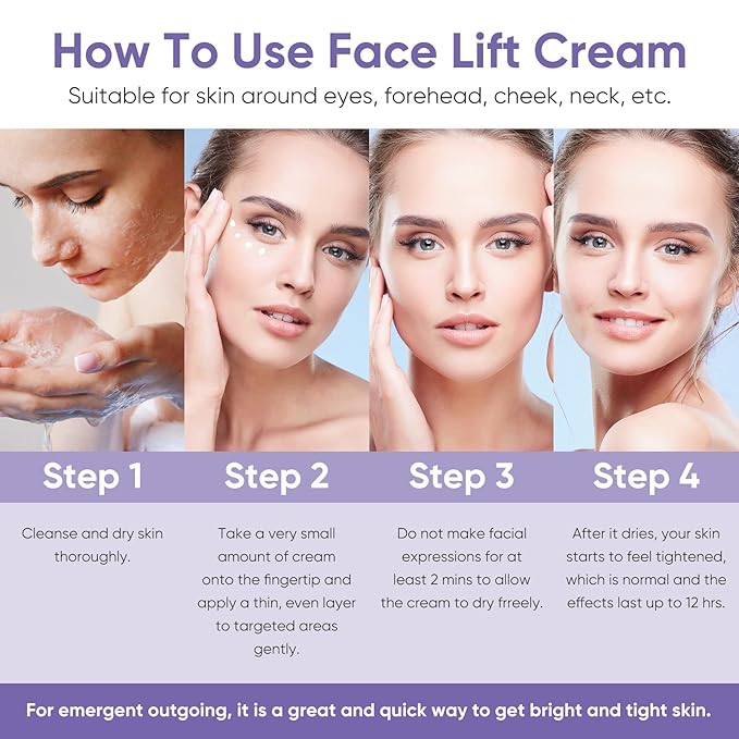 Instant Face Lift Cream, Facial Skin Tightening and Lifting Cream for Face, Smooth Wrinkles and Anti Aging