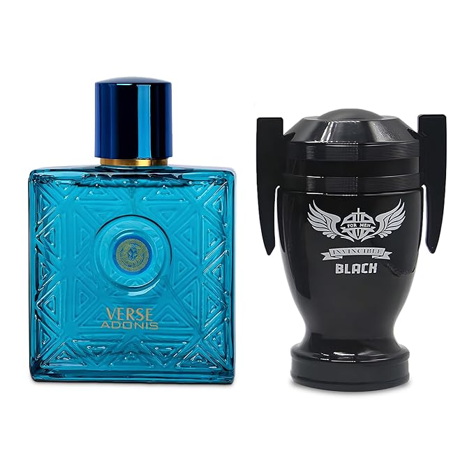 Verse Adonis&Invincible Black Combo Men Cologne 3.4 Fl. Oz Men's Perfume Refreshing Combination of Woody Floral & Fruity Scents Eau De Parfum for Men Lasts All Day Best Gift for Any Occasion