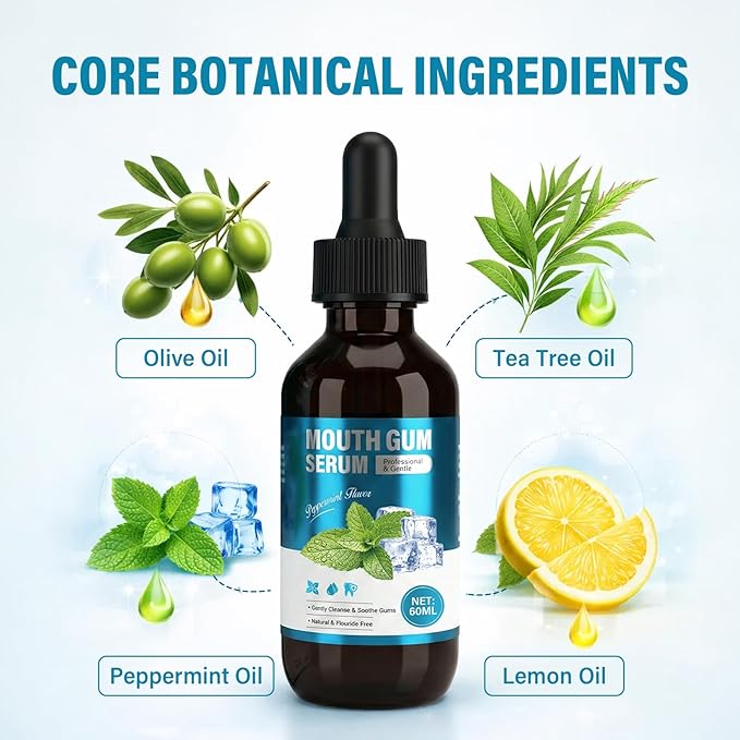 Gum Restore Drops, Advanced Oral Hygiene Liquid for Teeth & Gum Support, Natural Mint Breath Freshener, Alcohol-Free Mouth Drops for Daily Oral Care, Soothing Formula, 2 Fl Oz