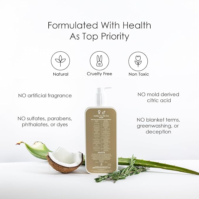 GirlyMan Natural Non Toxic Shampoo-Made with Olive Oil, Argan Oil, & Biotin, No Artificial Fragrance, Nourishing Ingredients, For All Hair Types, Family Owned (Rosemary Tea Tree)