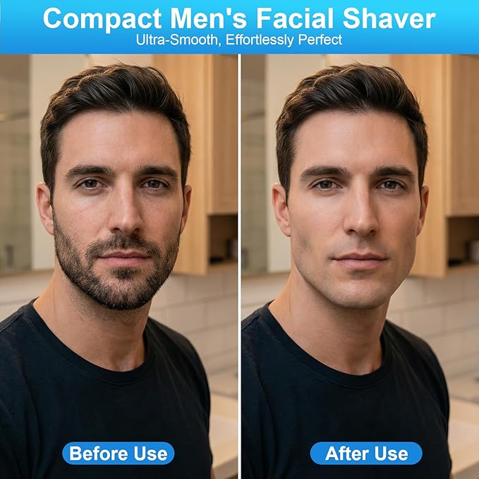 Electric Foil Shavers for Men, Electric Razor for Men Face, Cordless Ele-ctric Face Shaver with Big Mirror, Pocket Shaver USB Mini Shavers for M-en,Rechargeable USB-C,IPX7 Waterproof,Gifts-B