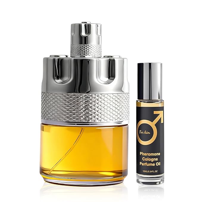 men's Perfume 100ml Eau de Parfum + 10ml Pheromone Roll On Oil | Sweet Floral Gourmand Fragrance with Vanilla | Long Lasting Scent & Attraction Boost|Gift for Her(Azura Noir For Men)