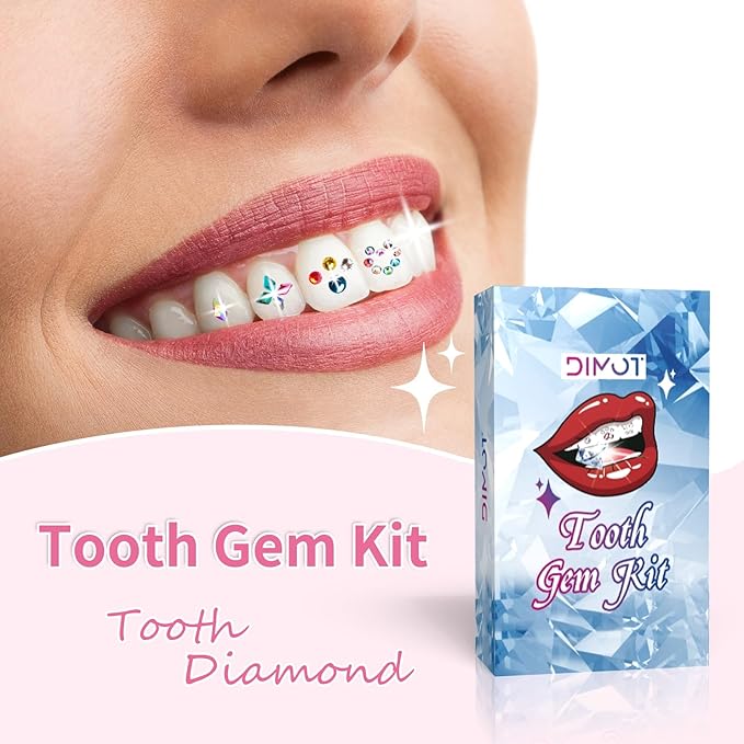Fiorland Tooth Gem Kit, DIY Crystals Jewelry Kit Teeth Gems Set, 2025 New Professional Fashionable Y2k Tooth Gems for Teeth, 140 Pcs Starter with Sparkling Diamonds