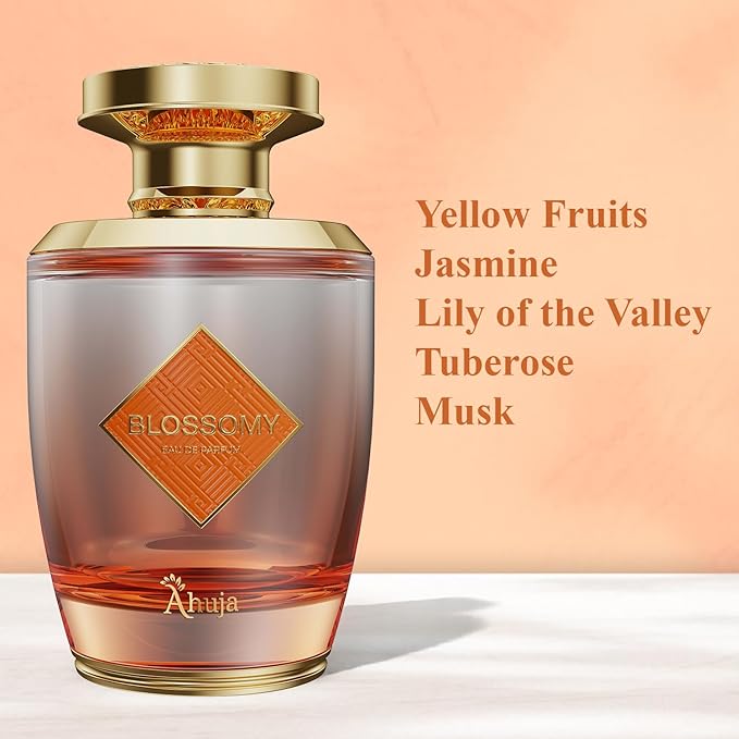 AHUJA Blossomy Eau De Parfum 3.4oz for Women – Long Lasting Floral Fragrance with Natural Tuberose and Jasmine – Luxurious, Fresh & Elegant Perfume