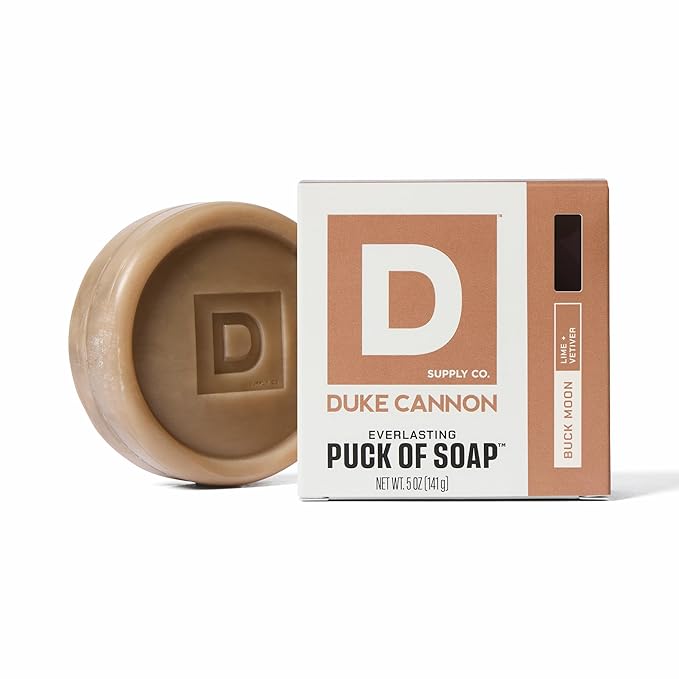 Duke Cannon Supply Co. Bar Soap Puck - Men's Rounded Bar Soap with Masculine Scents - Disc-Shaped Mens Soap - Hydrating & Deep Cleaning - All Skin Types - Buck Moon, 5 oz