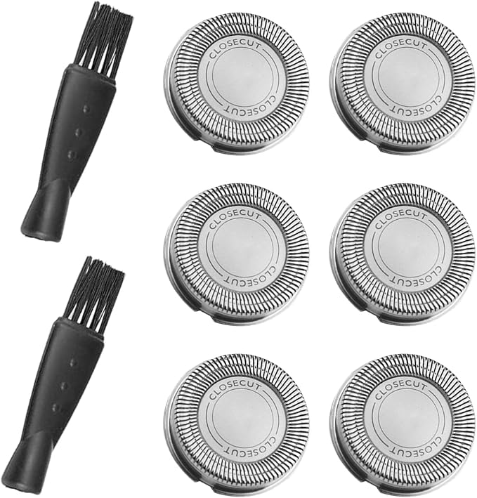 6Pcs SH30 Replacement Heads for Philips Norelco Shaver Series 1000, 2000, 3000, 4000, and 5000 Razors, Shaver Replacement Blades with High Performance, Shave Wet and Dry, with 2 Brushes