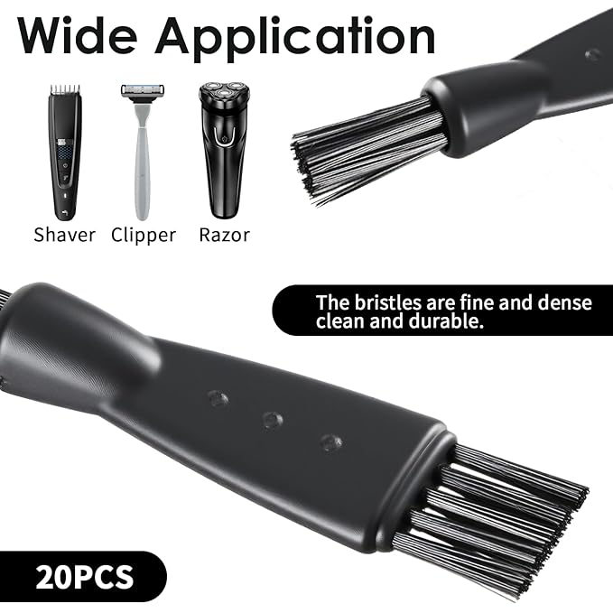 20 Pcs Mens Electric Shaver Cleaning Brush, 2 Styles Mini Double Head Shaving Cleaning Brushes Hair Remover Shaving Razor Brush for Razor Shaver Trimmer Hair Clipper