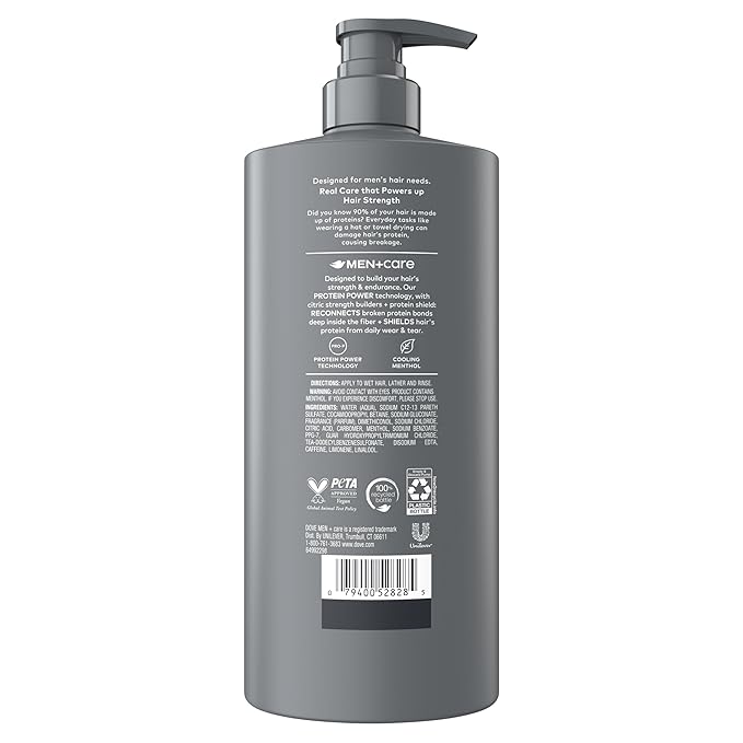 DOVE MEN + CARE Shampoo 1 count Fresh + Clean for Hair Refreshing & Strengthening, with Menthol, 28 fl oz