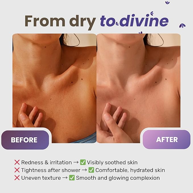 Lavender Body Wash – Sulfate Free Hydrating Shower Gel with Aloe Vera & Real Lavender Petals, Moisturizing Body Wash for Sensitive & Dry Skin, Calming Aromatherapy Cleanser, 10.14 fl oz Pump