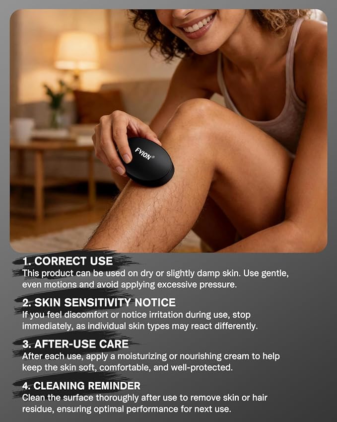 FVION Painless Crystal Hair Remover, Fine Grit Nano Hair Eraser, Glass Body Hair Shaver for Smooth Skin, Effortless Hair Removal Tool (Black)