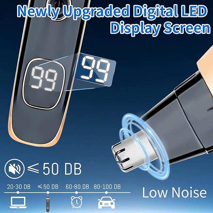 LED Display Ear and Nose Hair Trimmer Clipper for Women Men,2026 Rechargeable 2 in 1 Painless Eyebrow & Facial Hair Trimmer with Powerful Motor and Dual-Edge Blades Easy Cleansing