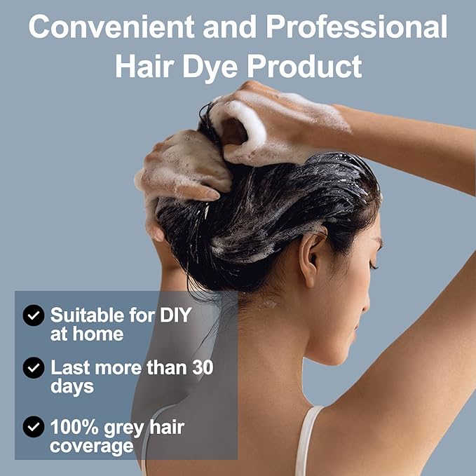 Hair Dye, Hair Dye Shampoo for Women & Men, Color Shampoo Hair Dye 16.14 Fl Oz, Safe and Natural Champu Para Canas (Black)