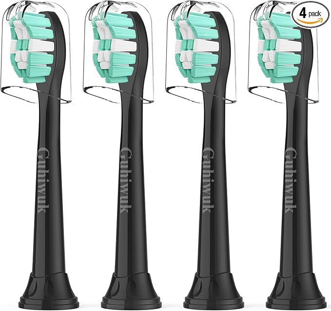 Toothbrush Heads for Philips Sonicare Replacement Heads, Replacement Brush Head Compatible with Phillips Sonicare Click-on 4100 5100 Electric Toothbrush C2, 4 Pack, Black