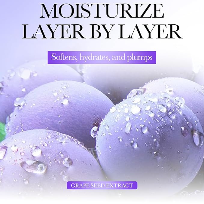 Grape Seed Face Cream - 1.76oz Anti-Aging Moisturizer with Vitamin E & Hyaluronic Acid, Deep Hydration for Dry Skin, Wrinkle Reducing Night Cream, Non-Greasy Formula for Women & Men