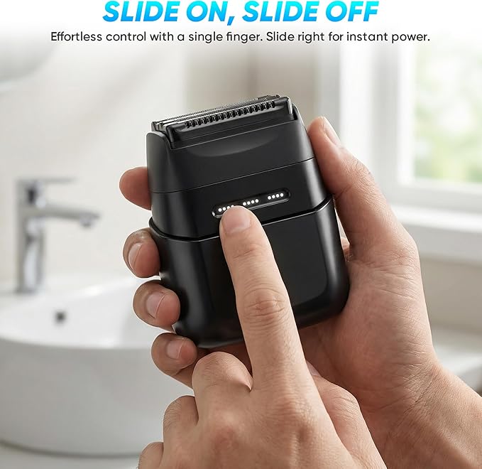 Electric Foil Shavers for Men: Compact Electric Razor with 4 Floating Blades, Travel Portable Foil Shaver for Men, USB-C Rechargeable, Waterproof Wet Dry Cordless Face Shaver for Travel & Home, Black