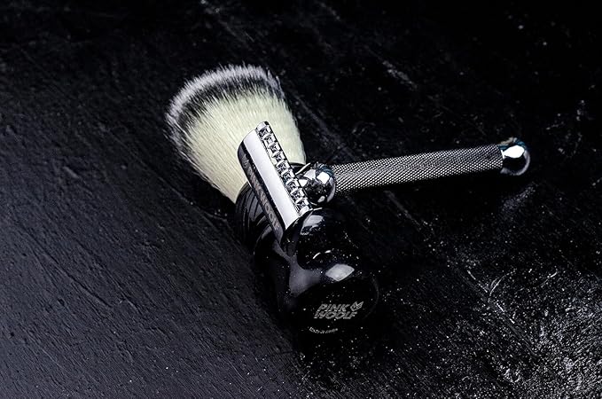 Synthetic Shaving Brush – 24mm Knot Soft Bristle Shaving Brush Men, Black Tuxedo Handle, Effortless Lathering, Ideal for All Skin Types & Daily Use