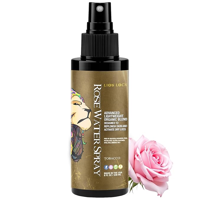 Lion Locs Rosewater Moisturizing Spray for Locs and Skin | Organic Vegan Conditioner Rose Water for All Hair Types.