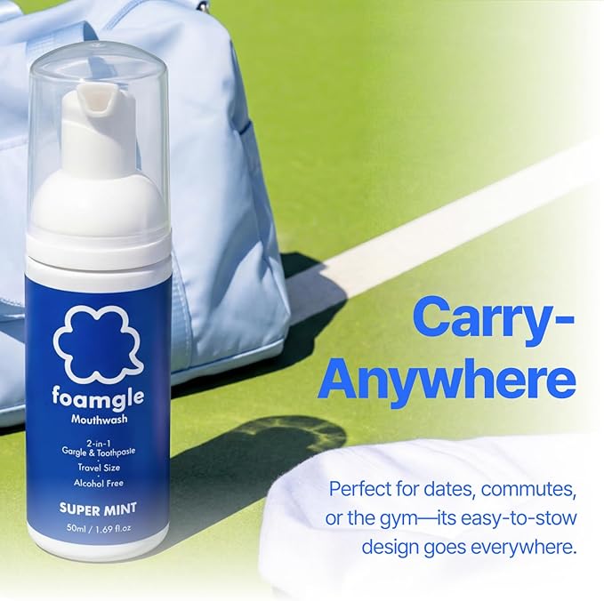 2-in-1 Foam Mouthwash & Toothpaste - Waterless Travel Size Oral Care, Portable Mouthwash Foam for Refreshing Breath, No Alcohol, Fluoride Free, Made in Korea 50 mL / 1.69 fl oz