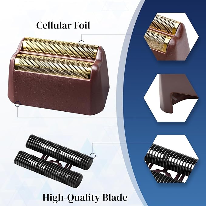 3 Pack Professional 5 Star Series Finale Shaver Replacement Foil and Cutter Bar Assembly Compatible with wahl Shaver Foil 7031-100, 7043-100 Super Close Shaving Replacement Heads，Red