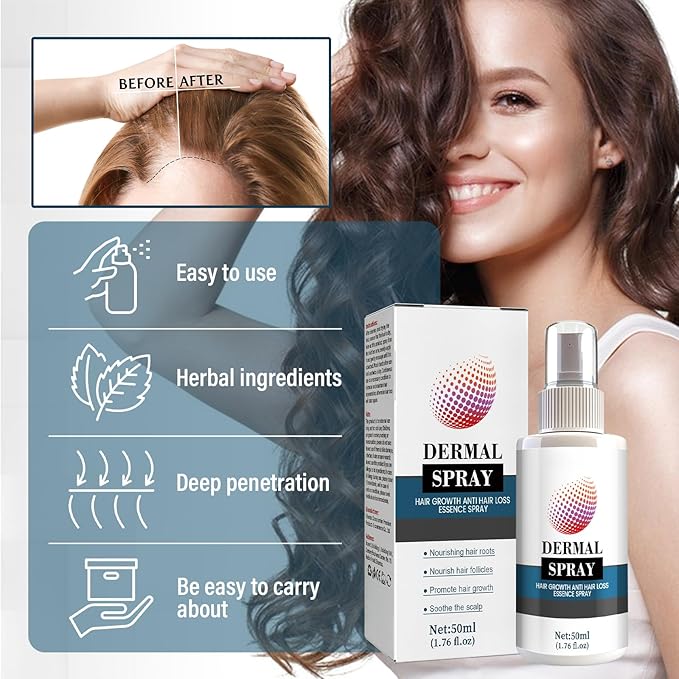 50ml Hair Growth Spray for Thinning Hair – Natural DHT Blocker with Ginseng & Biotin to Reduce Hair Loss, Stimulate Follicles & Regrow Fuller, Thicker Hair