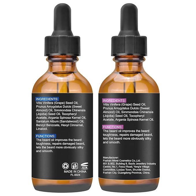 Beard Oil,2 Packs 4 FLOZ(120ml) Natural Beard Oil for Men Growth,Sandalwood and Unscented Beard Growth Oil Soften,Strengthen,Moisturize Beard Care,Stocking Stuffers for Men Gifts for Him Dad Boyfriend