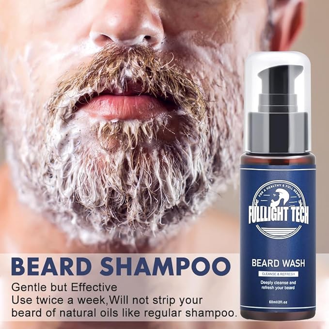 Beard Care Kit for Men-Nourish Soften Grooming Patchy Beard W/Vitamin Spray,Mustache Oil,Balm, Wash,Boar Bristle Brush,Wooden Comb,Scissors,Valentines Fathers Gifts for Men Dad Him Husband Boyfriend