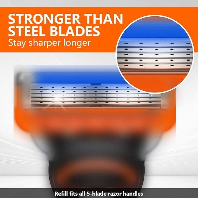 16 Count Razor Blade Shaving Razor Blade Refills for Fusion 5, Orange New Version