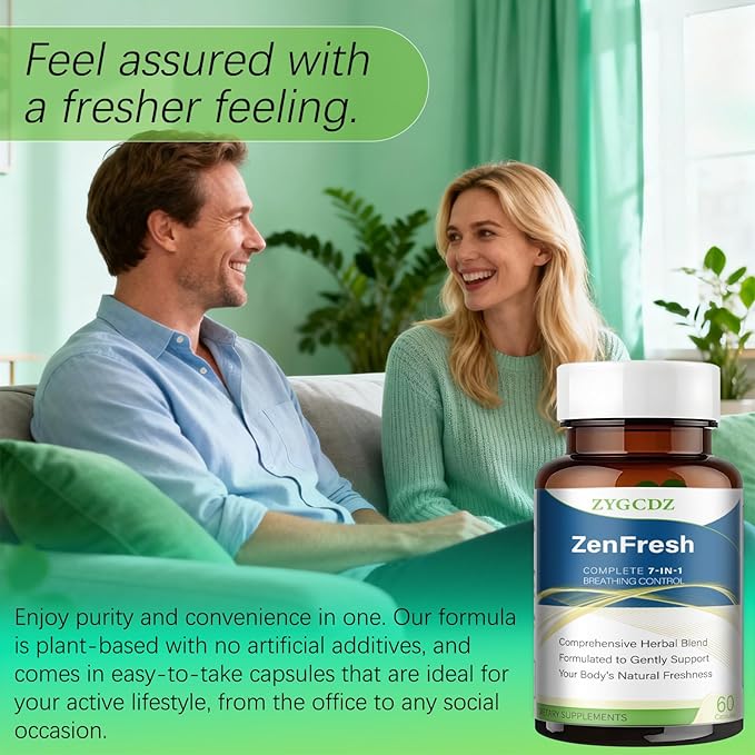 7-in-1 Bad Breath Capsules with Chlorophyllin & Probiotics, Mint Extract for Long Lasting Breath Freshness, Oral Care Supplement for Digestive Support, 14-Day Solution (01)