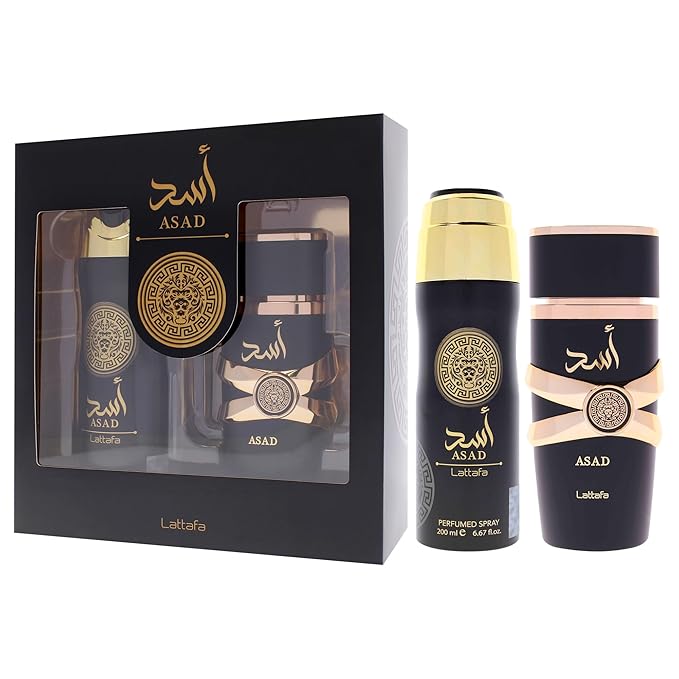 Lattafa Asad 2 Pcs Gift Set With 100ml Edp + 200ml Perfumed Spray