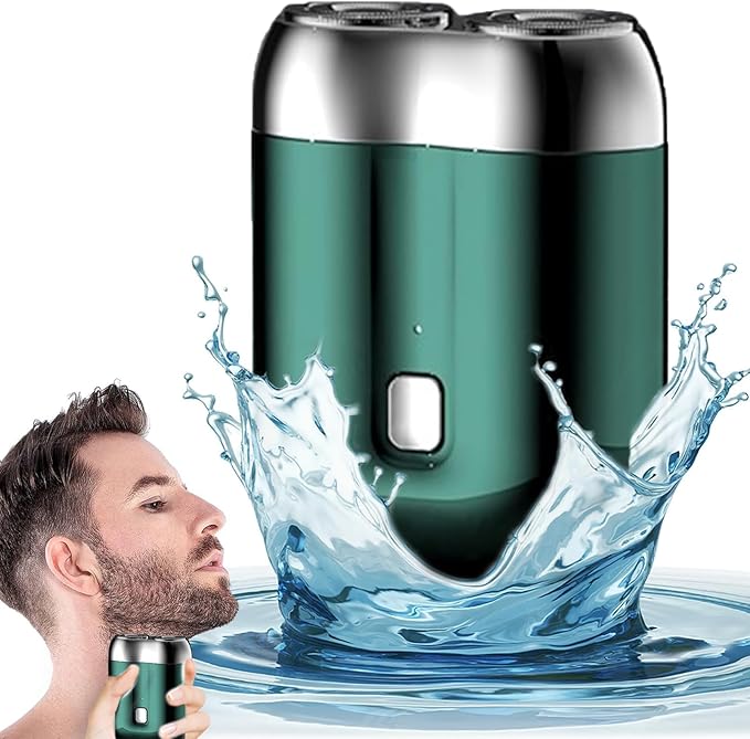 Mini Electric Shaver for Men, Pocket Dual Head Shaver Washable Waterproof, Electric Mini Portable Razor USB Rechargeable Portable Razor for Home, Car, Travel (Green)