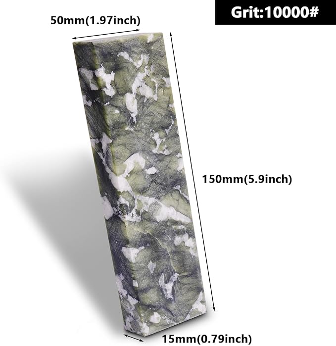 10000# Sharpening Stone,Ultra Fine Polishing Mirror Edge Stone with Non-slip Base Natural Green Whetstone for Knives Tools,Cutting Tools (5.9x1.97x0.59Inch)