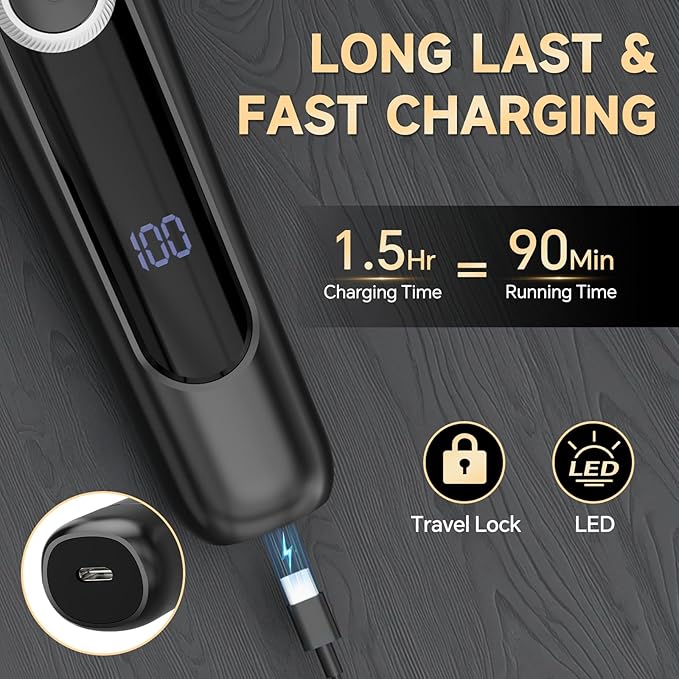 Beard Trimmer for Men, 5 in 1 Electric Razor for Men, Cordless Hair Clippers, Waterproof Grooming Kit for Shaving Face, Mustache, Body, Ear, Nose Hair Trimmer, Gifts for Mens, Black