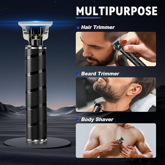 Ufree Mens Beard Trimmer, Zero Gapped T Blade Liners, Cordless Hair Clippers, Electric Razor Shavers for Men, Grooming Kit for Hair Cutting, Gifts for Men(Black)