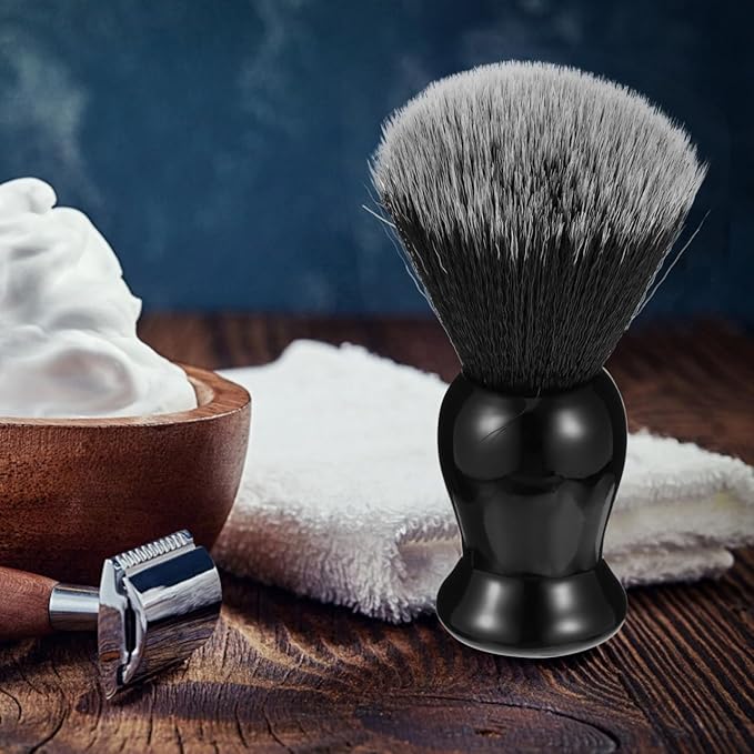 Hemoton Men S Beard Brush Double Colored Nylon Bristles Synthetic Shaving Brush 4 Inch Handle Grooming Tool for Beard Cleaning and Lathering Travel and Salon Use