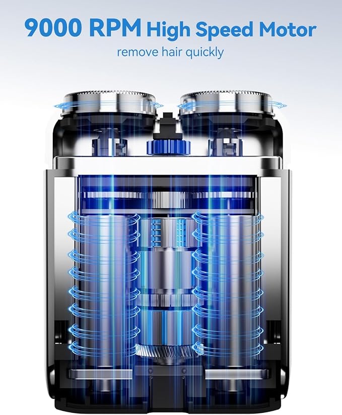 Mini Electric Shaver for Men - USB C Fast Charge Portable Small Shavers with LED Display - IPX7 Waterproof Wet and Dry Travel Electric Razor Dual Head Pocket Shaver for Beard Face
