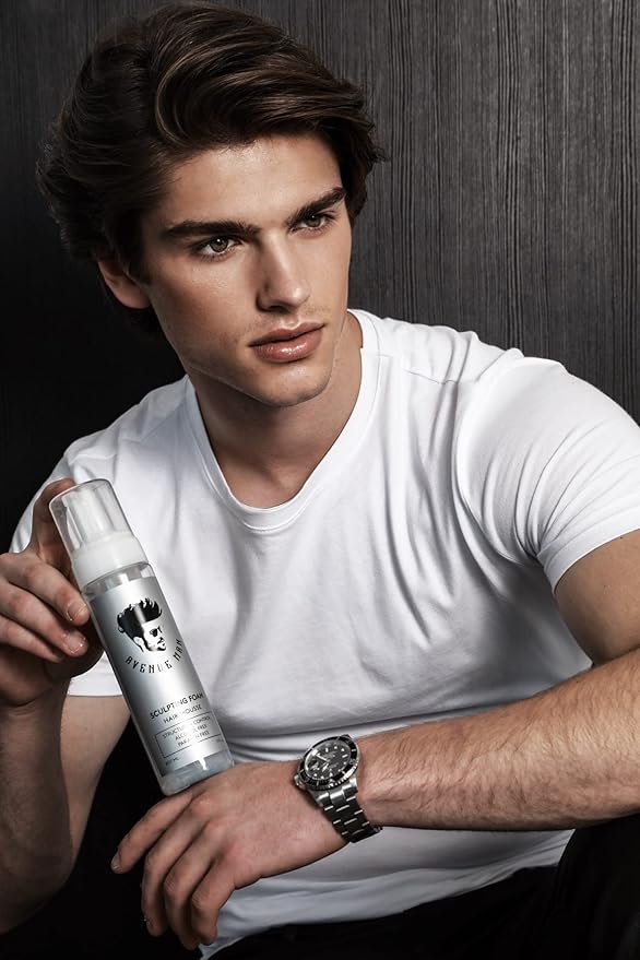 Avenue Man Sculpting Foam for Men - 7 Oz - Frizz Control & Firm Hold Hair Mousse for Men - Styling Hair Products - Men’s Mousse for Hair Styling with No Crunch, Clean Texture & Long-Lasting Lift