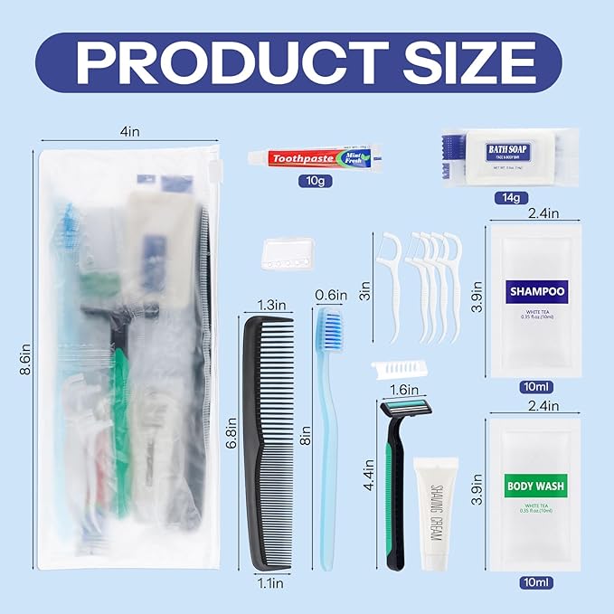 Pack of 10 Travel Size Toiletries Kit Individually Packed,Personal Hygiene Kit for Men Homeless Care Package Supplies Bulk