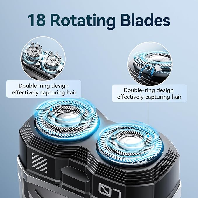 Electric Shavers for Men,Mini Electric Razor,Electric Shavers for Men Face,USB Rechargeable Portable Travel Shaver,Double-Ring Magnetic Cutter,IPX7 Waterproof,Cordless Compact Shaver