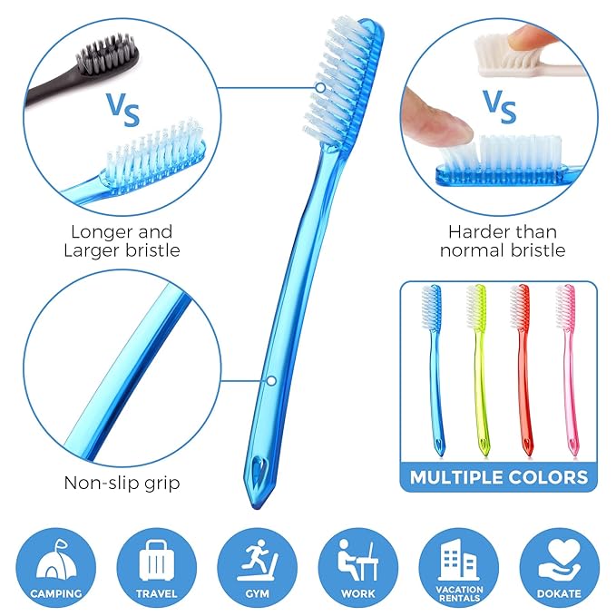 Zopeal 12 Pieces Extra Hard and Firm Toothbrush for Adults Bulk Large Long Head Bristle Full Head Manual Huge Toothbrush for Whitening Cleaning