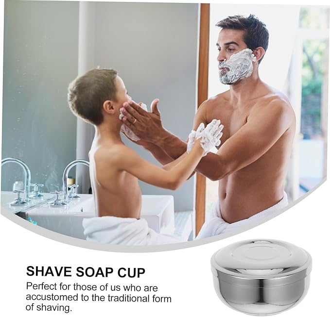Stainless Steel Shaving Bowl with Lid for Men Sturdy Shave Soap Dish Travel-Friendly Shaving Cream Container for Wet Shave Home Salon Use