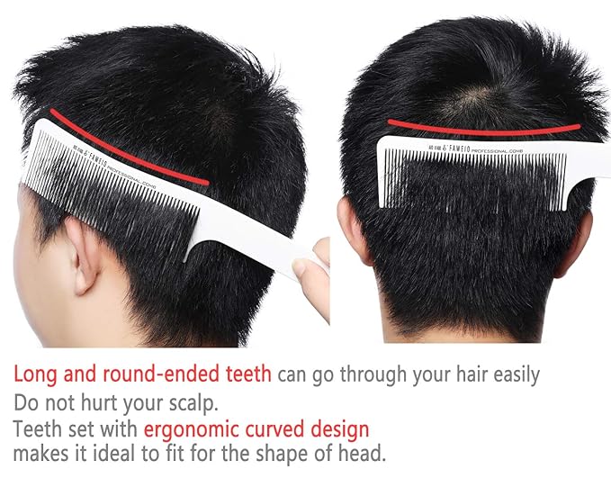 PERFEHAIR Curved Barber Clipper Comb, Flat Top Hair Cutting Comb for Men -White