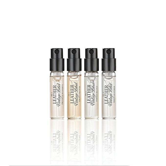 Leather Vintage Label Discovery Set by Tru Western, Set of 4, Including Leather No. 1, No. 2, No. 3, and No. 4, Masculine Fragrance Gift Set