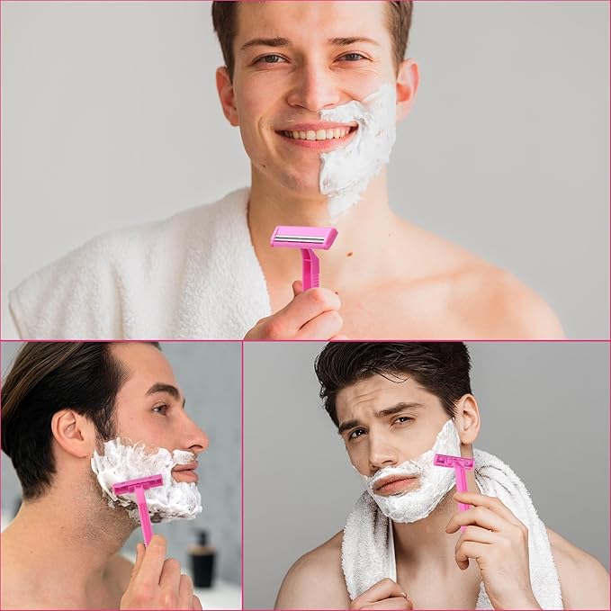 30 Count Women's Disposable Razors, Twin Blade Shaving Razor Pink Stainless Steel Women's Disposable Razors for Men Women Camping Traveling Home