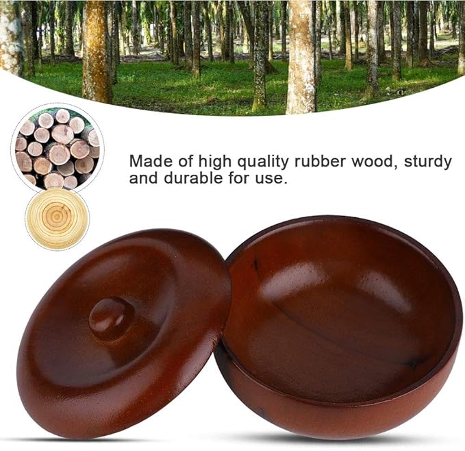 Buachois Wooden Shaving Soap Bowl with Lid, Durable Portable Traditional Wet Shaving Bowl for Cream and Soap, Easy to Clean, Travel Size