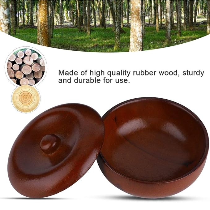 Dioche Wooden Shaving Bowl with Lid, Rubber Wood Shaving Soap Cream Bowl, Prevents Soap from Slipping, Easy to Lather, Bathroom Accessories, Space saving