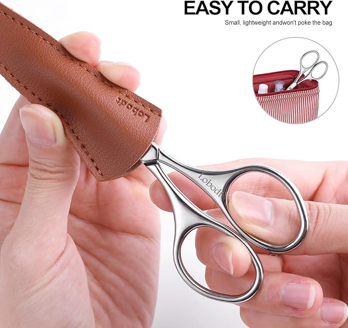 4.1inch round-headed stainless steel small scissors, suitable for trimming facial hair, nose hair, eyebrows, eyelashes, beards, personal care and salon beauty salons (silver)