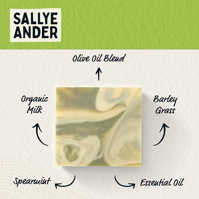 SALLYEANDER Milk & Mint Swirl Soap - 5oz Bar - Naturally Antibacterial - 100% Handmade Hypoallergenic Skincare