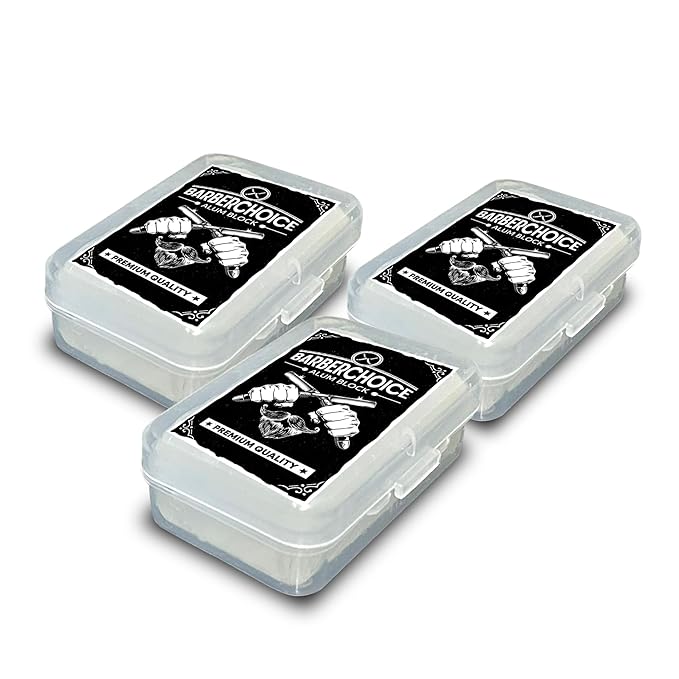 Alum Block for Shaving - Premium Quality | Razor Burn Relief & Skin Soothing Aftershave in Durable Plastic Case | Pack of 3