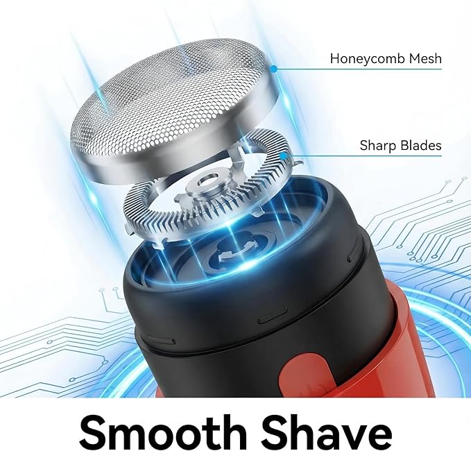 Mini Electric Razor, Facial Hair Removal for Women: Rechargeable Waterproof Shaver – Cordless Travel Razor for Face, Underarms & Sensitive Areas, Portable Grooming Gift, Electric Razors for Women, Red