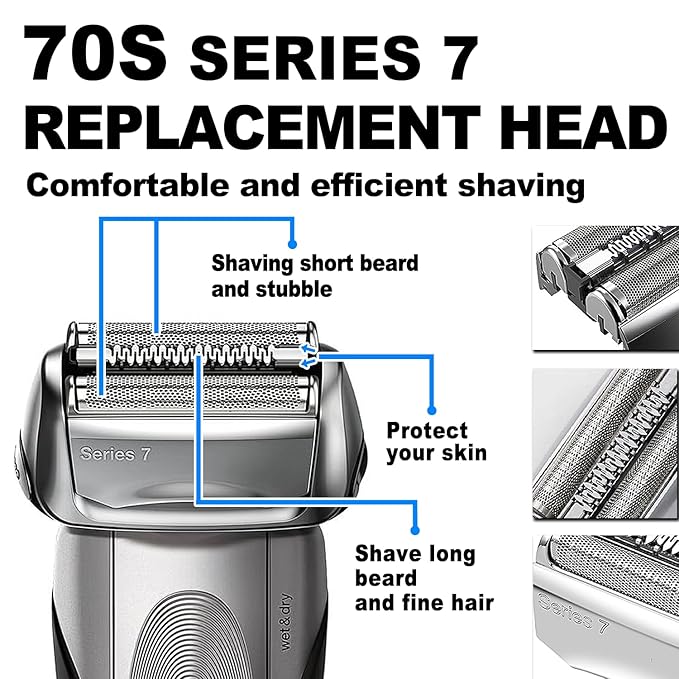 70S Series 7 Electric Shaver Replacement Head Compatible with Braun Series 7: 720cc, 730cc, 735s, 750cc, 760cc, 790cc, and 795 so on